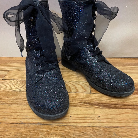 Black & Purple Glitter Combat Boots - Picture 8 of 8
